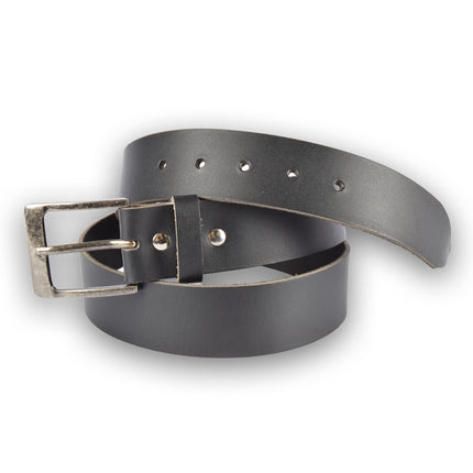 4East Unisex 100% Echt buffelleer Riem - zwarte Broekriem - Maat 105 - Verstelbaar - 5 Gaten - Totale Lengte 101cm - Voor Dames en Heren - 4cm Breedte Broekriem