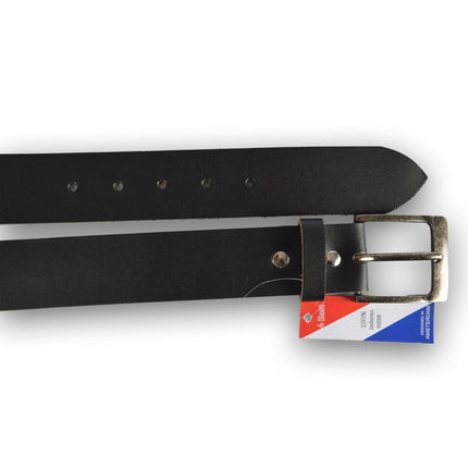 4East Unisex 100% Echt buffelleer Riem - zwarte Broekriem - Maat 105 - Verstelbaar - 5 Gaten - Totale Lengte 101cm - Voor Dames en Heren - 4cm Breedte Broekriem
