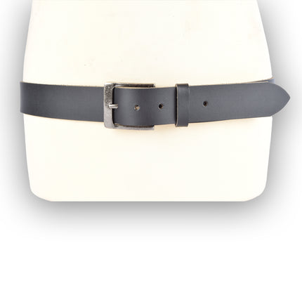 4East Unisex 100% Echt buffelleer Riem - zwarte Broekriem - Maat 105 - Verstelbaar - 5 Gaten - Totale Lengte 101cm - Voor Dames en Heren - 4cm Breedte Broekriem