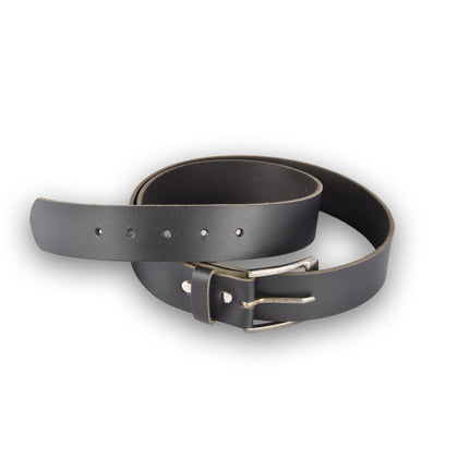 4East Unisex 100% Echt buffelleer Riem - zwarte Broekriem - Maat 105 - Verstelbaar - 5 Gaten - Totale Lengte 115cm - Voor Dames en Heren - 4cm Breedte Broekriem