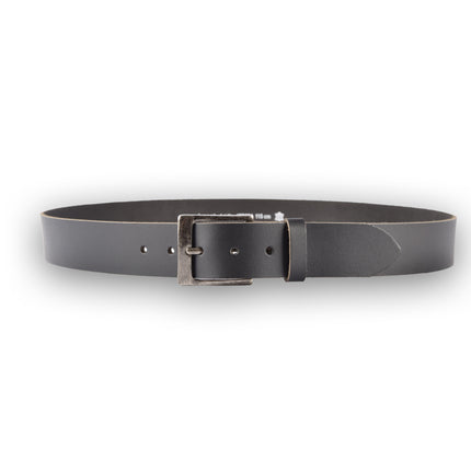 4East Unisex 100% Echt buffelleer Riem - zwarte Broekriem - Maat 105 - Verstelbaar - 5 Gaten - Totale Lengte 115cm - Voor Dames en Heren - 4cm Breedte Broekriem