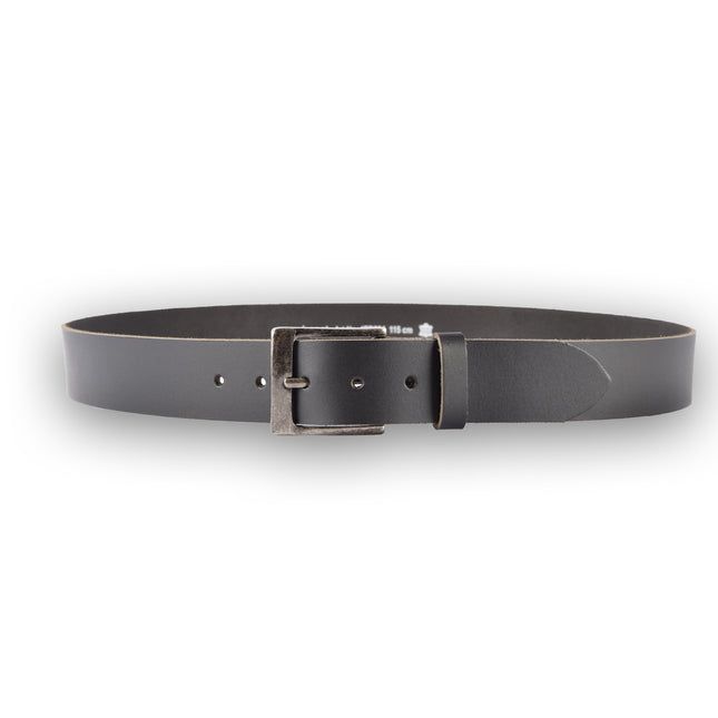 4East Unisex 100% Echt buffelleer Riem - zwarte Broekriem - Maat 105 - Verstelbaar - 5 Gaten - Totale Lengte 115cm - Voor Dames en Heren - 4cm Breedte Broekriem