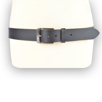 4East Unisex 100% Echt buffelleer Riem - zwarte Broekriem - Maat 105 - Verstelbaar - 5 Gaten - Totale Lengte 115cm - Voor Dames en Heren - 4cm Breedte Broekriem