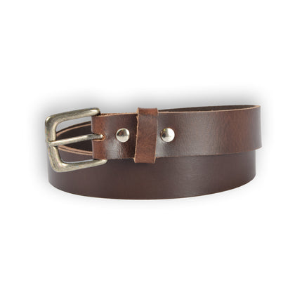 4East Unisex 100% Echt buffelleer Riem - Bruin Broekriem - Maat 85 - Verstelbaar - 5 Gaten - Totale Lengte 101cm - Voor Dames en Heren