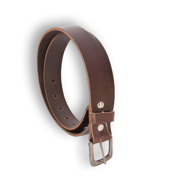 4East Unisex 100% Echt buffelleer Riem - Bruin Broekriem - Maat 85 - Verstelbaar - 5 Gaten - Totale Lengte 101cm - Voor Dames en Heren