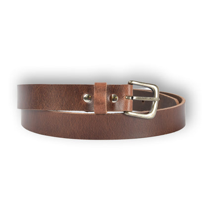 4East Unisex 100% Echt buffelleer  Riem - Bruin Broekriem - Maat 95 - Verstelbaar - 5 Gaten - Totale Lengte 111cm - Voor Dames en Heren