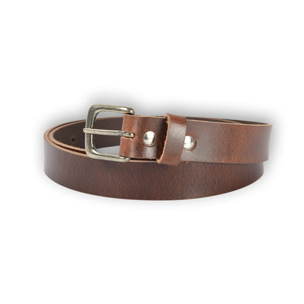 4East Unisex 100% Echt buffelleer Riem - Bruin Broekriem - Maat 105 - Verstelbaar - 5 Gaten - Totale Lengte 121cm - Voor Dames en Heren