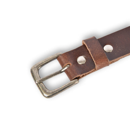 4East Unisex 100% Echt buffelleer Riem – bruin Broekriem - Maat 115 - Verstelbaar - 5 Gaten - Totale Lengte 131cm - Voor Dames en Heren
