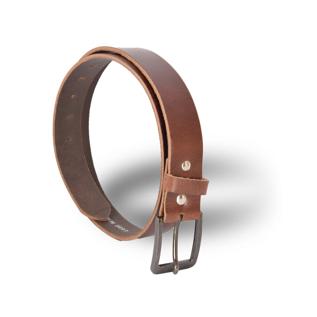 4East Unisex 100% Echt buffelleer Riem – bruin Broekriem - Maat 85 - Verstelbaar - 5 Gaten - Totale Lengte 101cm - Voor Dames en Heren