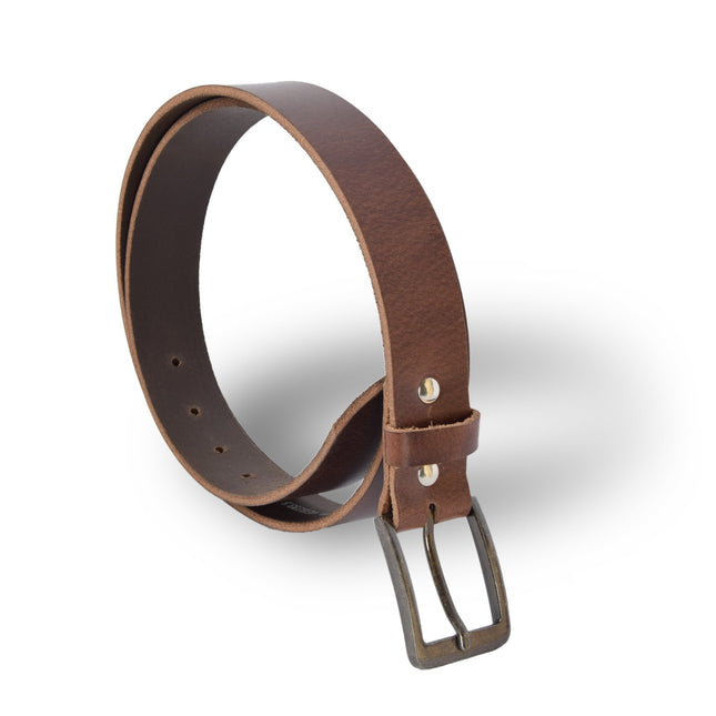 4East Unisex 100% Echt buffelleer Riem – bruin Broekriem - Maat 95 - Verstelbaar - 5 Gaten - Totale Lengte 112cm - Voor Dames en Heren