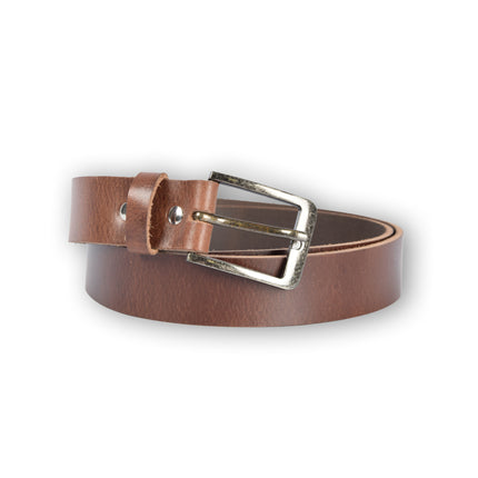 4East Unisex 100% Echt buffelleer Riem – bruin Broekriem - Maat 95 - Verstelbaar - 5 Gaten - Totale Lengte 112cm - Voor Dames en Heren