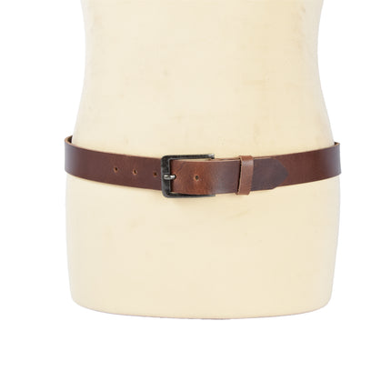 4East Unisex 100% Echt buffelleer Riem – bruin Broekriem - Maat 95 - Verstelbaar - 5 Gaten - Totale Lengte 112cm - Voor Dames en Heren