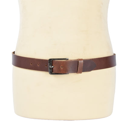 4East Unisex 100% Echt buffelleer Riem - Bruin Broekriem - Maat 105 - Verstelbaar - 5 Gaten - Totale Lengte 121cm - Voor Dames en Heren