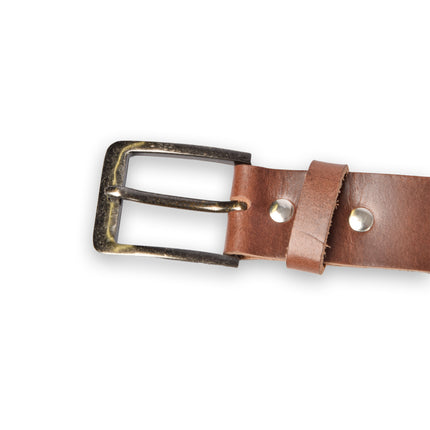4East Unisex 100% Echt buffelleer Riem - Bruin Broekriem - Maat 105 - Verstelbaar - 5 Gaten - Totale Lengte 121cm - Voor Dames en Heren