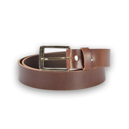 4East Unisex 100% Echt buffelleer Riem - Bruin Broekriem - Maat 105 - Verstelbaar - 5 Gaten - Totale Lengte 121cm - Voor Dames en Heren