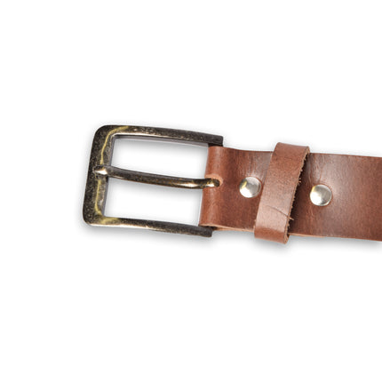 4East Unisex 100% Echt buffelleer Riem - Bruin Broekriem - Maat 115 - Verstelbaar - 5 Gaten - Totale Lengte 131cm - Voor Dames en Heren