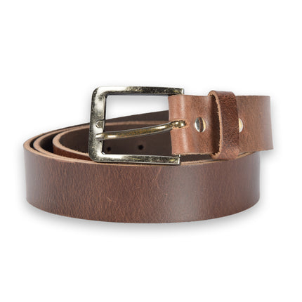 4East Unisex 100% Echt buffelleer Riem - Bruin Broekriem - Maat 115 - Verstelbaar - 5 Gaten - Totale Lengte 131cm - Voor Dames en Heren