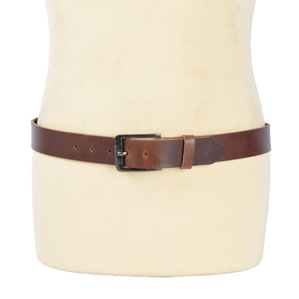 4East Unisex 100% Echt buffelleer Riem - Bruin Broekriem - Maat 115 - Verstelbaar - 5 Gaten - Totale Lengte 131cm - Voor Dames en Heren