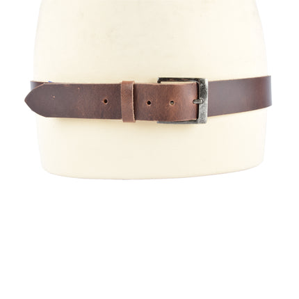 4East Unisex 100% Echt buffelleer Riem - bruin Broekriem - Maat 95 - Verstelbaar - 5 Gaten - Totale Lengte 111cm - Voor Dames en Heren - 4cm Breedte Broekriem