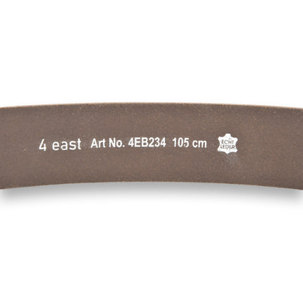 4East Unisex 100% Echt buffelleerRiem - bruin Broekriem - Maat 105 - Verstelbaar - 5 Gaten - Totale Lengte 121cm - Voor Dames en Heren - 4cm Breedte Broekriem