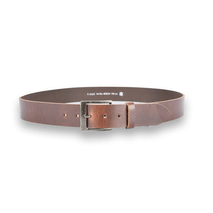 4East Unisex 100% Echt buffelleerRiem - bruin Broekriem - Maat 105 - Verstelbaar - 5 Gaten - Totale Lengte 121cm - Voor Dames en Heren - 4cm Breedte Broekriem