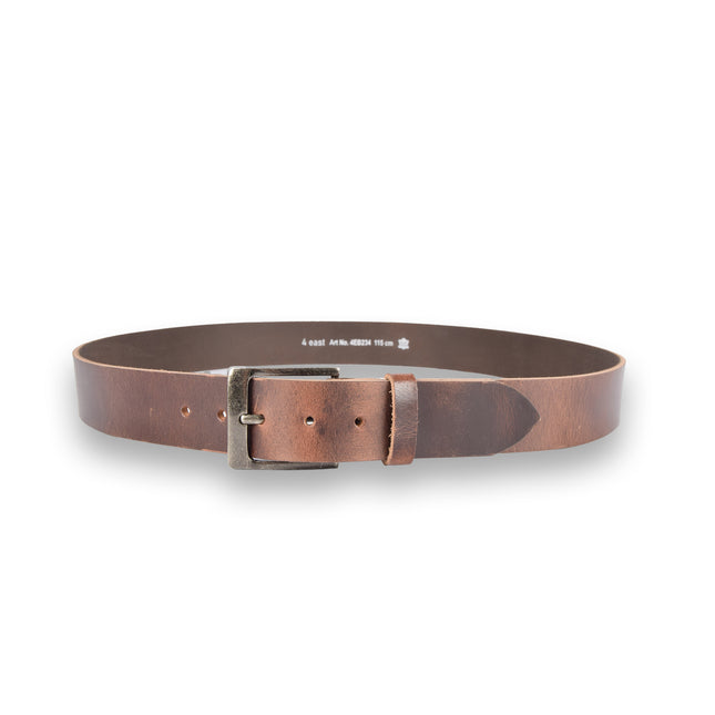 4East Unisex 100% Echt buffelleer Riem - bruine Broekriem - Maat 115 - Verstelbaar - 5 Gaten - Totale Lengte 131cm - Voor Dames en Heren - 4cm Breedte Broekriem