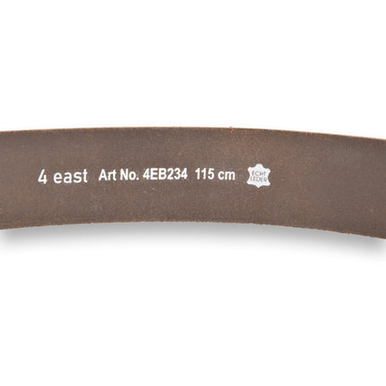 4East Unisex 100% Echt buffelleer Riem - bruine Broekriem - Maat 115 - Verstelbaar - 5 Gaten - Totale Lengte 131cm - Voor Dames en Heren - 4cm Breedte Broekriem