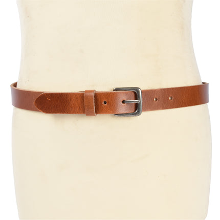 4East Unisex 100% Echt buffelleer Riem - Tan  Broekriem - Maat 85 - Verstelbaar - 5 Gaten - Totale Lengte 101cm - Voor Dames en Heren