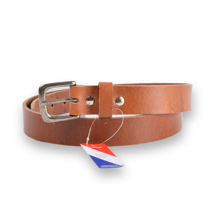 4East Unisex 100% Echt buffelleer  Riem - Tan  Broekriem - Maat 95 - Verstelbaar - 5 Gaten - Totale Lengte 111cm - Voor Dames en Heren
