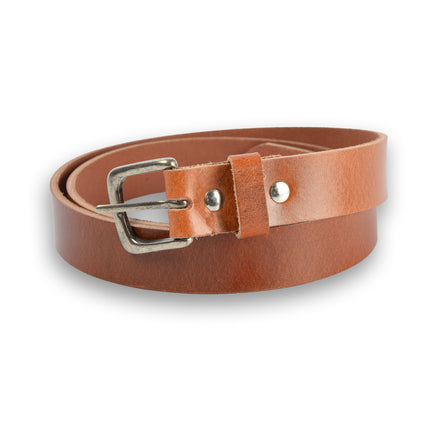 4East Unisex 100% Echt buffelleer Riem - Tan  Broekriem - Maat 105 - Verstelbaar - 5 Gaten - Totale Lengte 121cm - Voor Dames en Heren