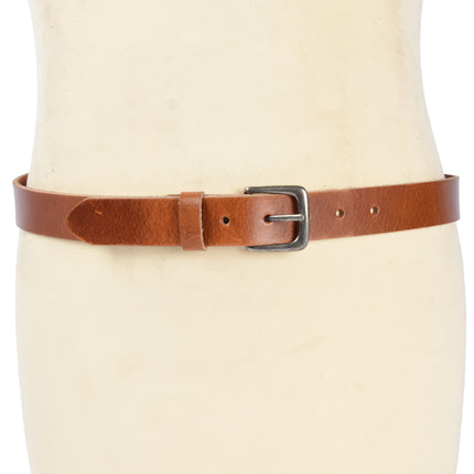 4East Unisex 100% Echt buffelleer Riem - Tan  Broekriem - Maat 105 - Verstelbaar - 5 Gaten - Totale Lengte 121cm - Voor Dames en Heren