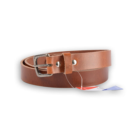 4East Unisex 100% Echt buffelleer Riem - Tan  Broekriem - Maat 115 - Verstelbaar - 5 Gaten - Totale Lengte 131cm - Voor Dames en Heren