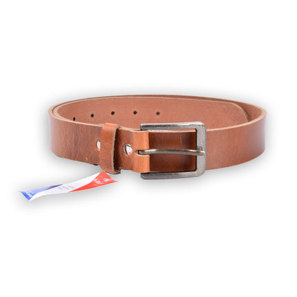 4East Unisex 100% Echt buffelleer Riem - Tan  Broekriem - Maat 85 - Verstelbaar - 5 Gaten - Totale Lengte 101cm - Voor Dames en Heren