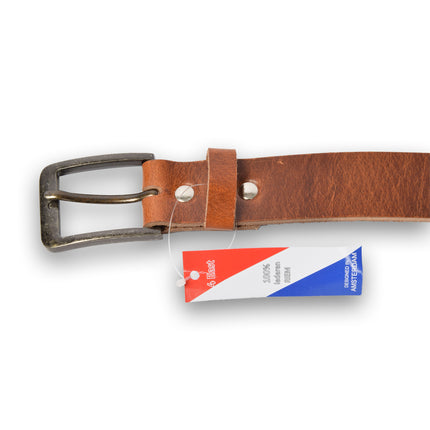 4East Unisex 100% Echt buffelleer Riem - Tan  Broekriem - Maat 105 - Verstelbaar - 5 Gaten - Totale Lengte 121cm - Voor Dames en Heren