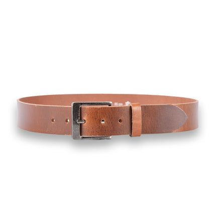 4East Unisex 100% Echt buffelleer Riem - tan  Broekriem - Maat 85 - Verstelbaar - 5 Gaten - Totale Lengte 101cm - Voor Dames en Heren - 4cm Breedte Broekriem