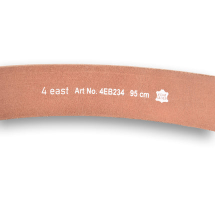 4East Unisex 100% Echt buffelleer Riem - tan Broekriem - Maat 95 - Verstelbaar - 5 Gaten - Totale Lengte 111cm - Voor Dames en Heren - 4cm Breedte Broekriem