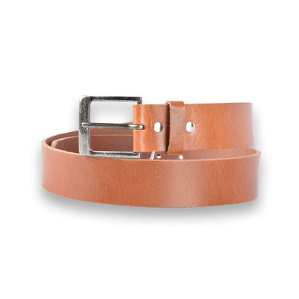 4East Unisex 100% Echt buffelleer Riem - tan Broekriem - Maat 95 - Verstelbaar - 5 Gaten - Totale Lengte 111cm - Voor Dames en Heren - 4cm Breedte Broekriem