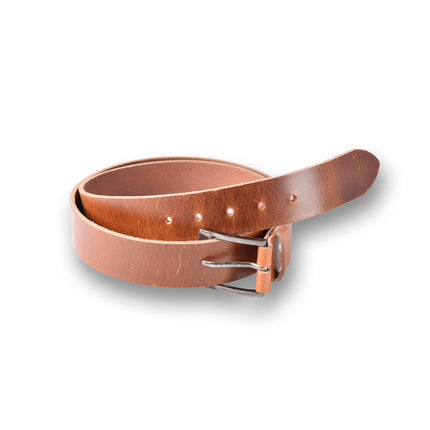 4East Unisex 100% Echt buffelleer Riem - tan Broekriem - Maat 105 - Verstelbaar - 5 Gaten - Totale Lengte 120cm - Voor Dames en Heren - 4cm Breedte Broekriem