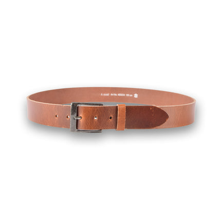 4East Unisex 100% Echt buffelleer Riem - tan Broekriem - Maat 105 - Verstelbaar - 5 Gaten - Totale Lengte 120cm - Voor Dames en Heren - 4cm Breedte Broekriem