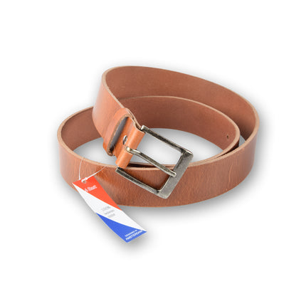 4East Unisex 100% Echt buffelleer Riem - tan Broekriem - Maat 105 - Verstelbaar - 5 Gaten - Totale Lengte 120cm - Voor Dames en Heren - 4cm Breedte Broekriem