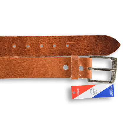 4East Unisex 100% buffel leer Riem - Tan  Broekriem - Maat 115 - Verstelbaar - 5 Gaten - Totale Lengte 131cm - Voor Dames en Heren - 4cm Breedte Broekriem