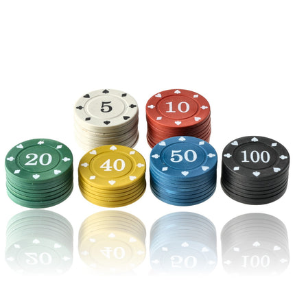 Pokerset Texas Hold'em - 96 Pokerchips voor Kaartspellen, Pokerspelletjes, Blackjack en Casino | Poker Chips Set voor Thuisgebruik en Professioneel Spel