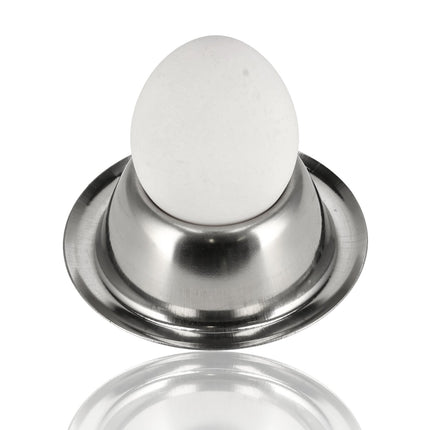 Eierdopjes RVS Set | Stapelbare Zilveren Eierdopjes met Voet | Ontbijt & Pasen | Diameter 8,5cm, Hoogte 3,5cm