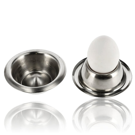 Eierdopjes RVS Set | Stapelbare Zilveren Eierdopjes met Voet | Ontbijt & Pasen | Diameter 8,5cm, Hoogte 3,5cm
