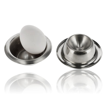 Eierdopjes RVS Set | Stapelbare Zilveren Eierdopjes met Voet | Ontbijt & Pasen | Diameter 8,5cm, Hoogte 3,5cm