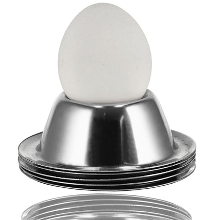 Eierdopjes RVS Set | Stapelbare Zilveren Eierdopjes met Voet | Ontbijt & Pasen | Diameter 8,5cm, Hoogte 3,5cm