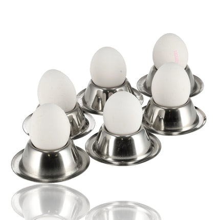 Eierdopjes RVS Set | Stapelbare Zilveren Eierdopjes met Voet | Ontbijt & Pasen | Diameter 8,5cm, Hoogte 3,5cm