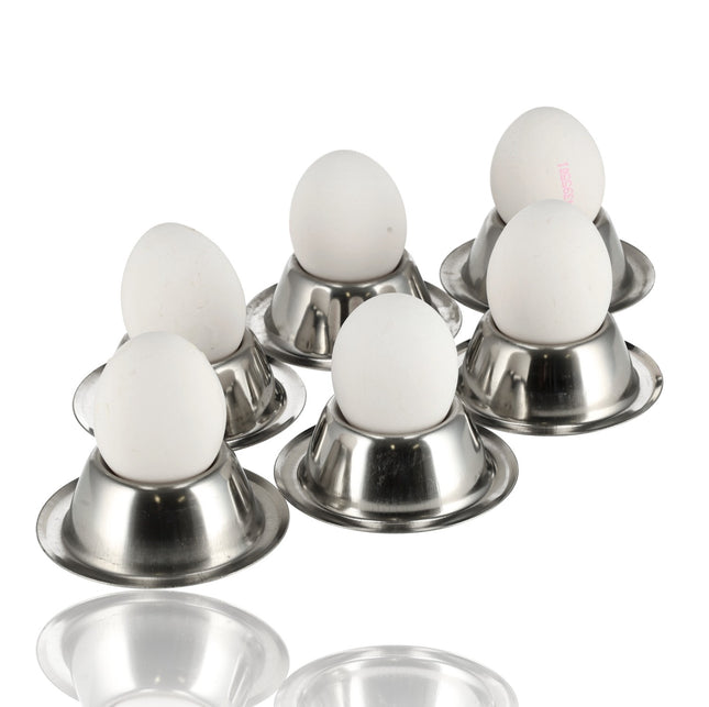 Eierdopjes RVS Set | Stapelbare Zilveren Eierdopjes met Voet | Ontbijt & Pasen | Diameter 8,5cm, Hoogte 3,5cm