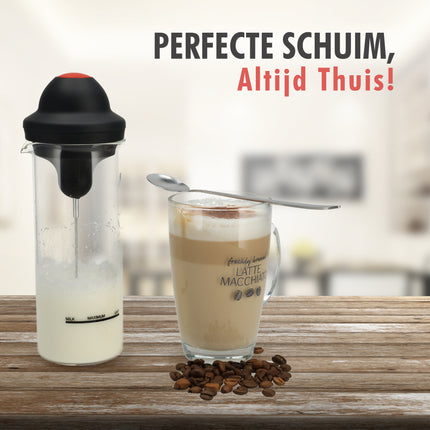 Elektrische Hand Melkopschuimer - RVS - Draadloze - BPA-Vrij - Hittebestendig Borosilicaatglas 450ml - Voor Perfecte Cappuccino’s en Latte’s Thuis