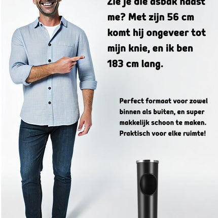 Staande Asbak Zwart | IJzer & Rubber | 55.5cm Hoog | Tuin, Balkon, Buiten & Binnen | Duurzame Asbak voor Thuis & Kantoor
